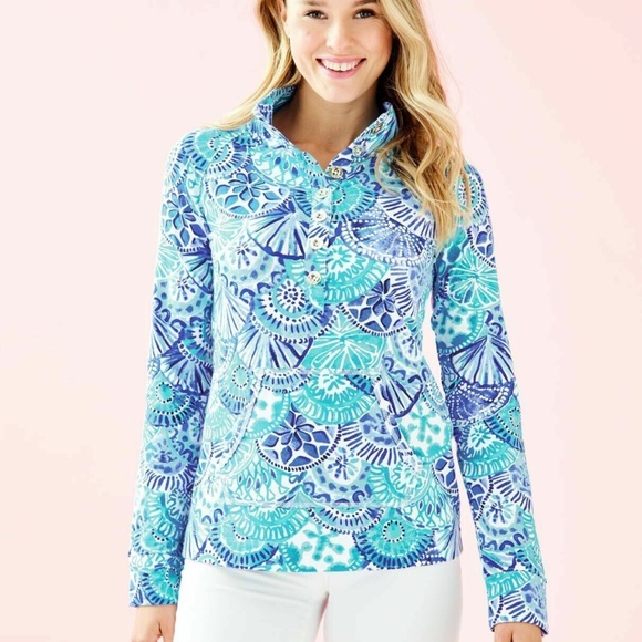NWT Lilly Pulitzer UPF 50+ Captain Popover Turquoise Oasis Half Shell - Picture 1 of 1